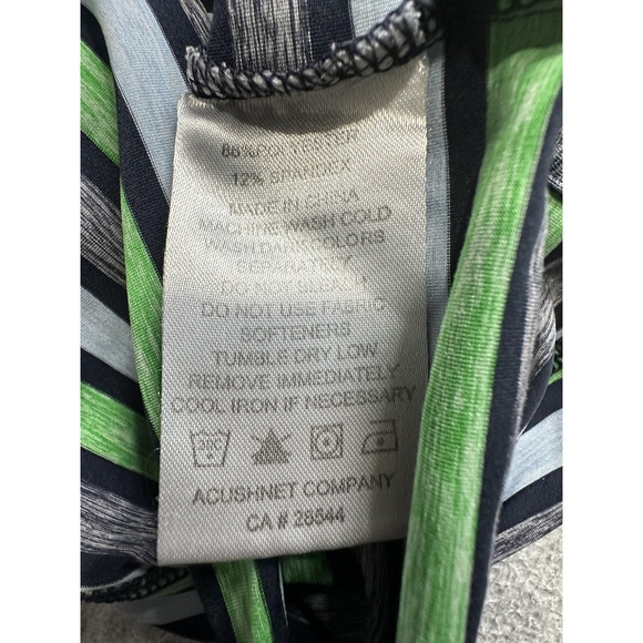 FootJoy Cowboys Golf Club Polo Shirt Mens Medium Blue Green Stripe Golf Stretch - Picture 6 of 11